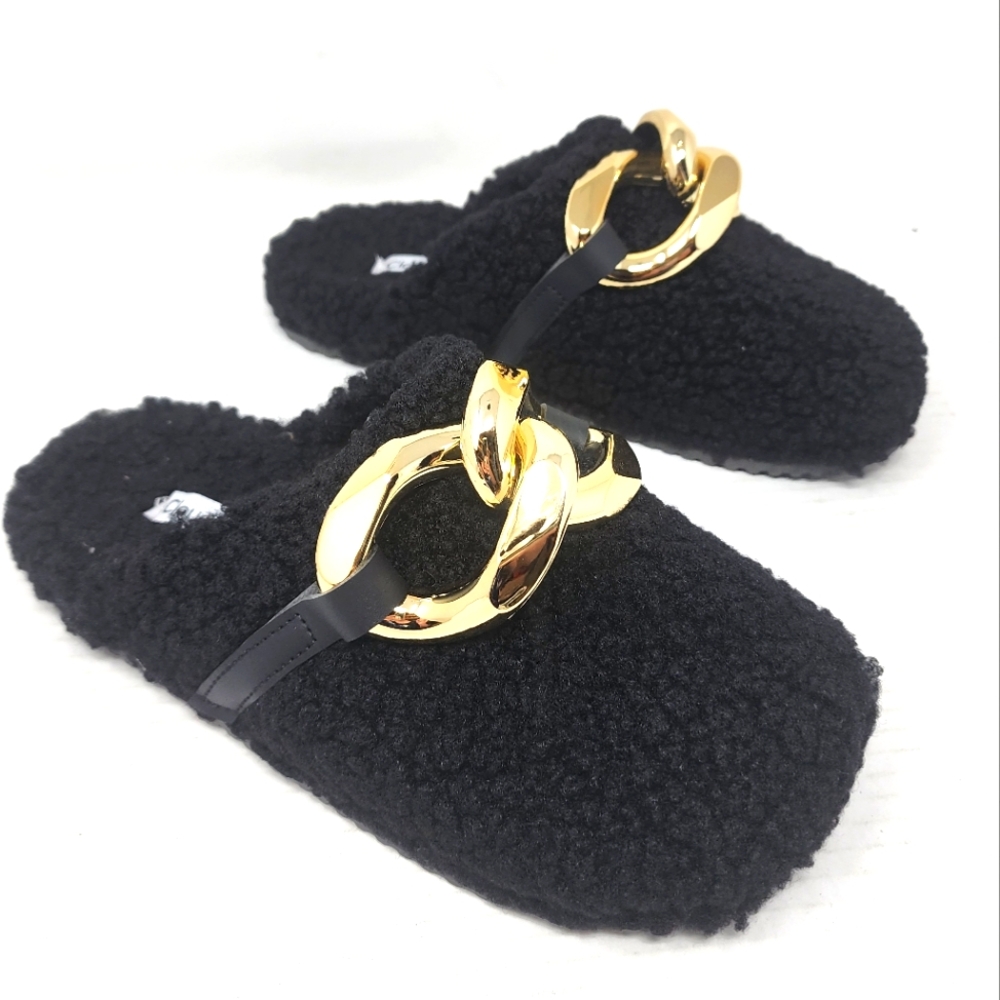 New Cozy‎ Black Slip on Sherpa Slippers  Loafers  House Shoes Slippers Size 8